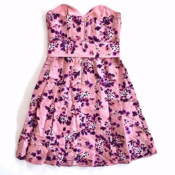 NWOT Express Silk Pink Floral Strapless Dress - Picture 3 of 8
